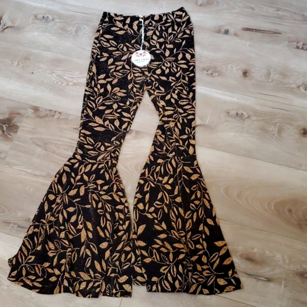 NWT Nine Live Bazaar "Boogie Nights" Flares 70's style metallic bell bottoms